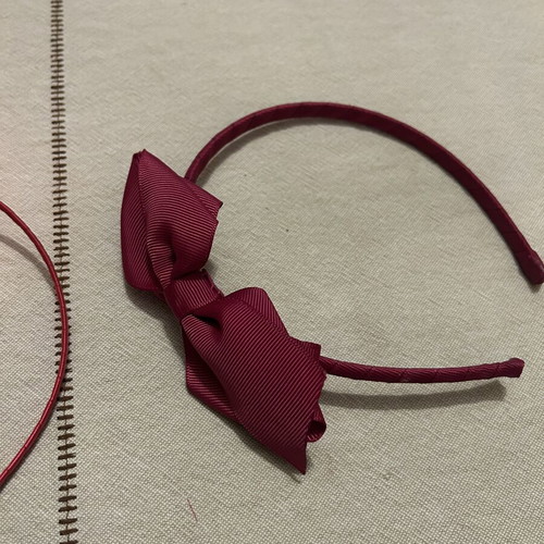 Children's fabric headbands used, set of two, fuchsia and burgundy