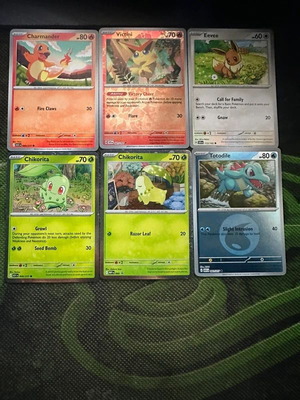 Pokemon cards Charmander and Victini