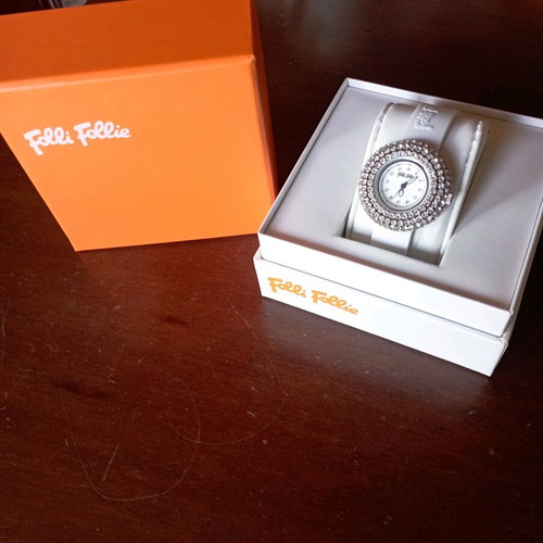 Folli Follie women's watch new, small dial, white rubber strap
