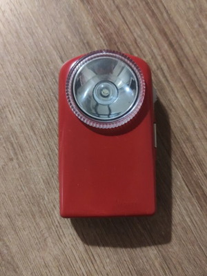 Mini Wonder Vintage flashlight used, red color, made in France