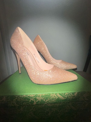 Glitter high heel pumps rose gold champagne used, size 37