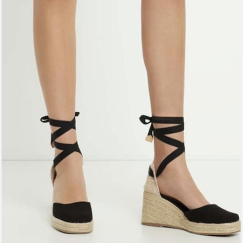 Castaner Tina Black Espadrilles Square Toe size 38 like new