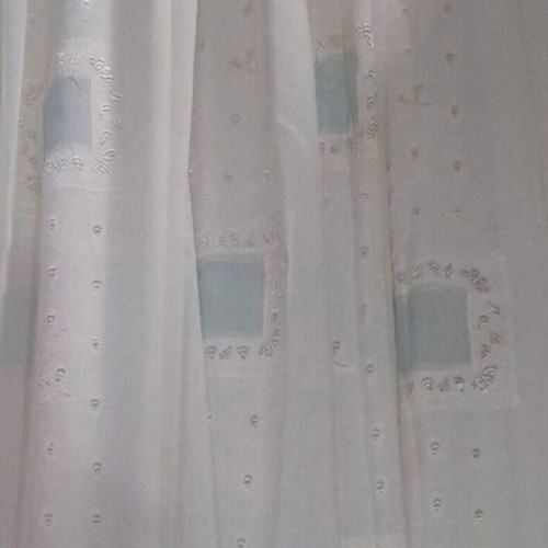 Ecru curtain with green details, like new, ready sewn 3.07×2.05 m