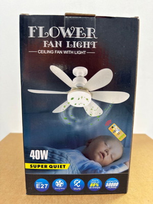 Flower Fan Light ceiling fan with LED light and remote control, 40W