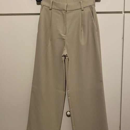 H&M beige high-waist wide-leg trousers