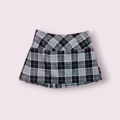 Vintage Mini Pleated Plaid Skirt like new, black and grey