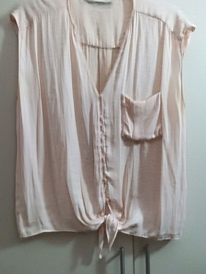 Sleeveless pink shirt with pocket and front tie Zara new XL