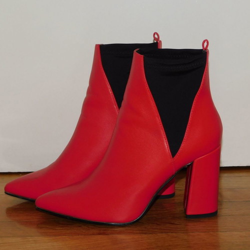 Feng Shoe ankle boots red with black, like new, size 39