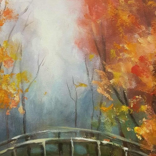 Oil painting Esenna Idiliya new, 50x40 cm, oil and acrylic paints
