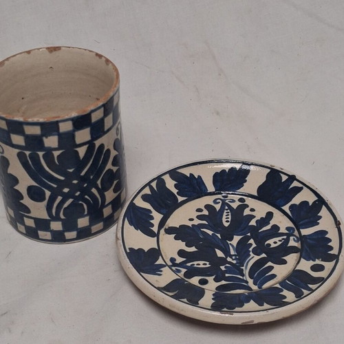 Transylvanian Ceramic Set used, cup and plate, cobalt blue, late 19th century
