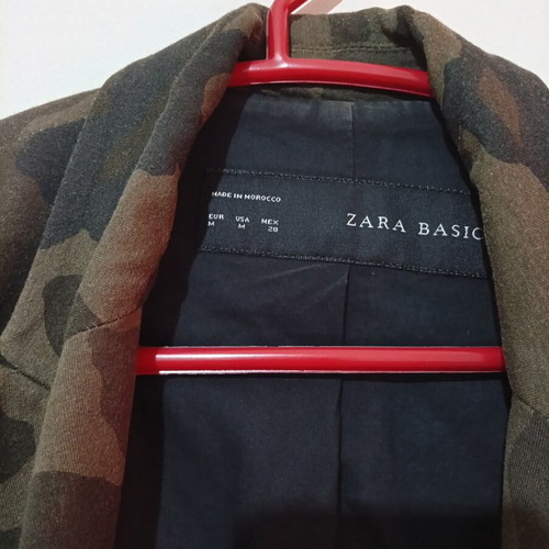Zara cotton jacket, army style, brown and green