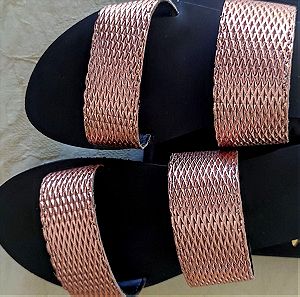 Glamazons Leather Sandals | Rose Gold Straps | Size: 37