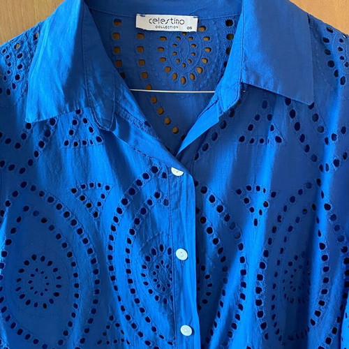 Celestino long-sleeve perforated shirt new, blue, one size