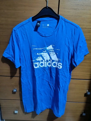 Blue Adidas short-sleeve shirt like new with logo print