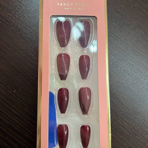Burgundy fake nails new with file and adhesive stickers