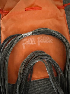 Folli Follie multi-strand fabric cord necklace like new, gray
