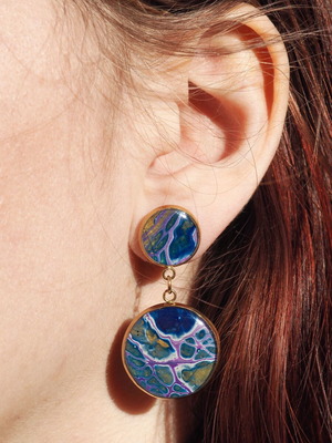 Artisan earrings new, handmade with acrylic paint and epoxy resin