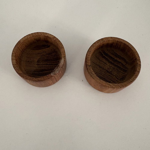 Wooden tealight holders used, set of 2