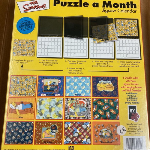 BV Leisure 2001 The Simpsons Puzzle a Month Jigsaw Calendar new