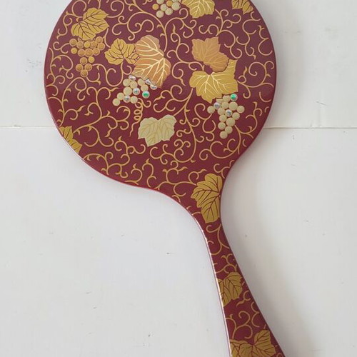 Authentic Japanese Hand Mirror Lacquerware Hourai