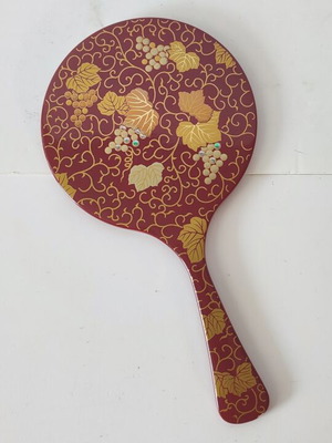 Authentic Japanese Hand Mirror Lacquerware Hourai