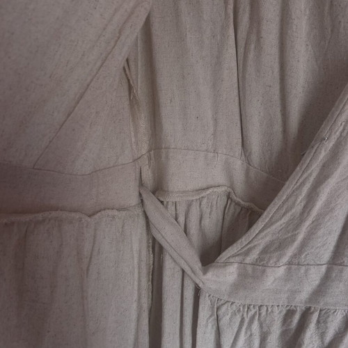 Linen dress size L Sinsay like new, beige midi with wrap neckline