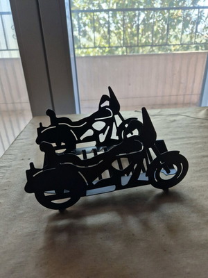 Metal Chopper Motorcycle Stand and Holder like new, vintage design