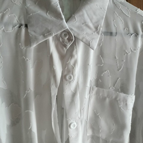 White transparent women's shirt with embossed details, new, size L