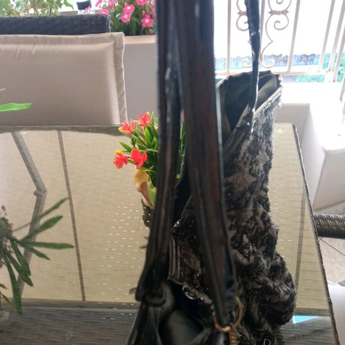 Y2K-Early 00s shoulder bag with black bow like new, grey/black