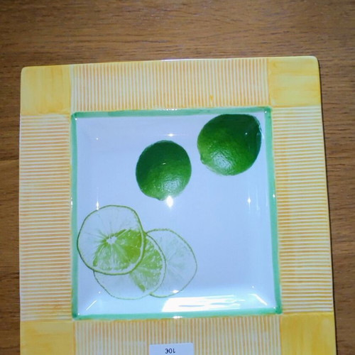 Square porcelain serving platter from Portugal, new, summer colors