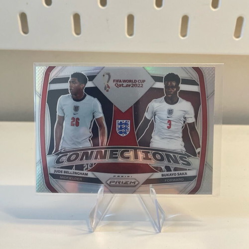 2022 Prizm Soccer World Cup Qatar Jude Bellingham Bukayo Saka SILVER Connections card new