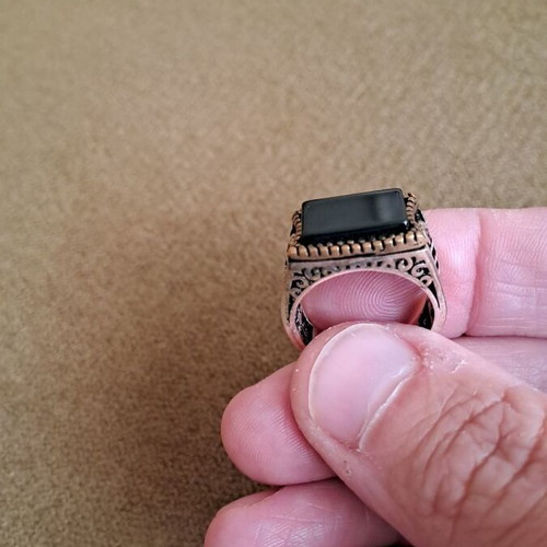 Silver ring with green stone new