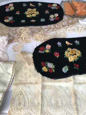 Set of various embroidered linens used with minor imperfections