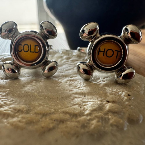 Hot & Cold cufflinks like new, original faucet design