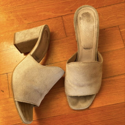 Nude suede mules with leather insole size 38
