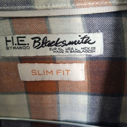 Mango Man H.E. Blacksmith checkered shirt slim fit XL like new