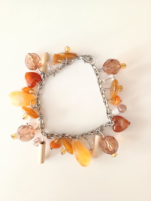 Chain bracelet with charms like new in yellow-orange and brown-red colors