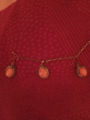 Jewelry set earrings and pendant like new, coral and silver