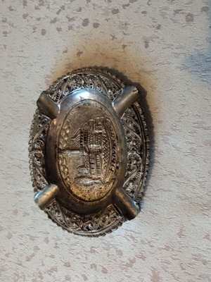 Vintage Gianniotiko Silver-Plated Filigree Ashtray by Petrou
