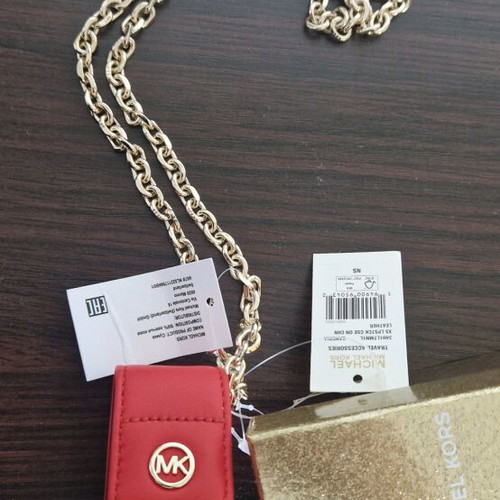 Michael Kors lipstick bag red new with gold chain