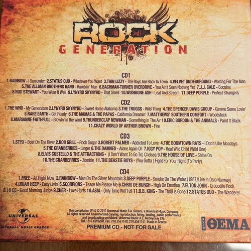5 Rock collections used, 11 foreign and Greek CDs