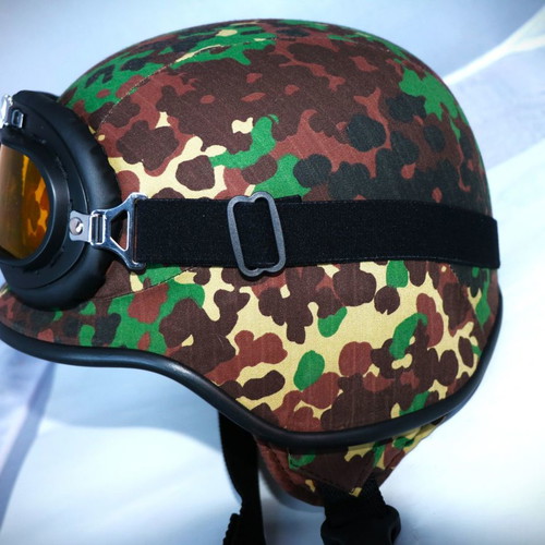 U.S.A Army replica motorcycle helmet with goggles, multi camouflage