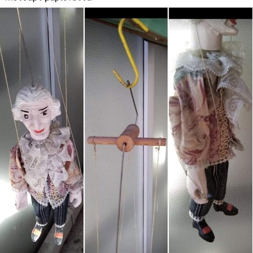 Mozart marionette new with wooden frame and metal parts
