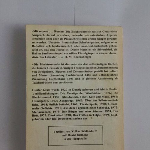 Die Blechtrommel Danziger Trilogie 1 by Günter Grass used, German