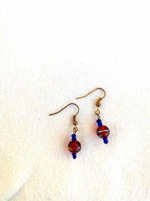Handmade earrings with gold or silver clasps in various colors