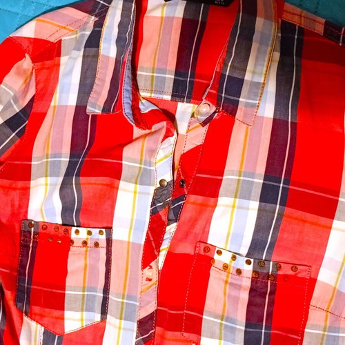 Zara checked shirt like new, blue and red, fitted cut