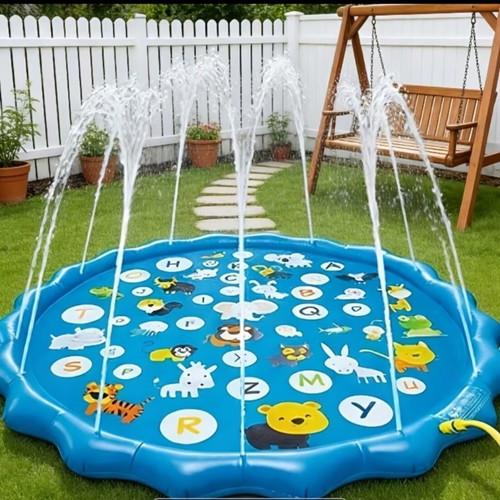 Inflatable Splash Mat with Letters and Animal Patterns, New
