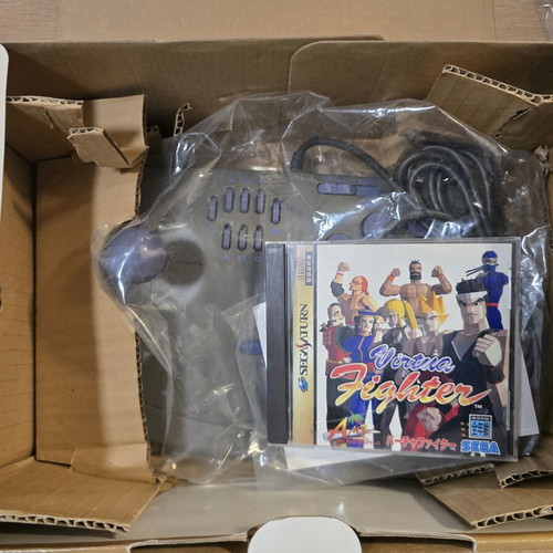 Sega Saturn Arcade Controller HSS 0104 used with box and Virtua Fighter