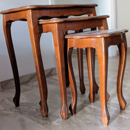 Wooden tables used, set of three