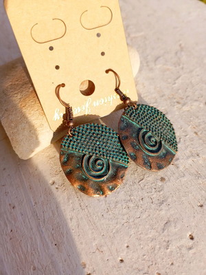 Bronze earrings with oxidation new